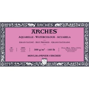 Arches Watercolor Paper Block-300GSM-15x30CM-6x12INCH-Hot Pressed
