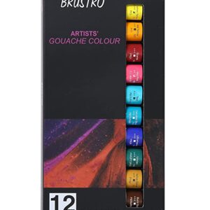 Brustro Artists Gouache Colour Set of 12 Colours X 12ML Tubes.