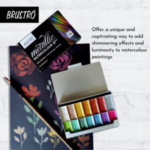 BRUSTRO Artist Metallic Watercolour Half Pans Set of 14