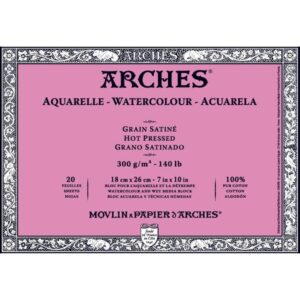 Arches Watercolour Hot Pressed (4 cut edges) Block (GSM 300, Size 18 cm x 26 cm)