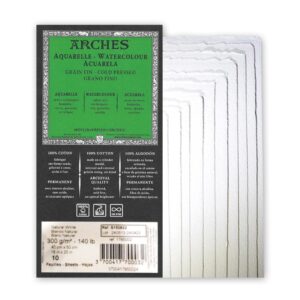 Arches Watercolour Cold Pressed ( 4 deckle edges) Pack of 10 Sheets (GSM 300, Size 56 cm x 76 cm)
