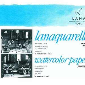 Lanaquarelle Watercolour Paper Block 20 sheets (Matt / Fine Grain / Cold Pressed) 9X12″ / 18*26 cm