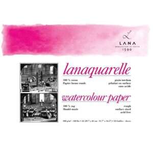 Lana Artists’ Watercolour – Lanaquarelle – A4 (21 cm x 29.7 cm) Natural White Smooth / ROUGH Press 300 GSM Paper, Short Side Glued Pad of 12 Sheets