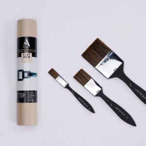 ArtRight Flat Wash Artist Paintbrush Set of 1/2, 1 and 2 Inch - Professional Grade Exclusive Black Synthetic Bristles, Handmade