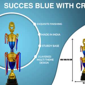 success blue with crown Metallic Fiber Trophies