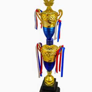 success blue with crown Metallic Fiber Trophies