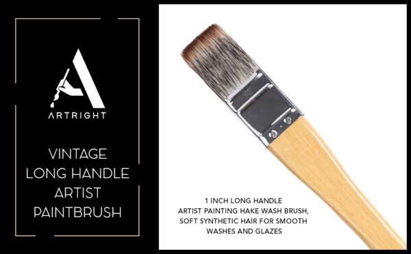 ArtRight 1-Inch Long Handle Artist Painting Hake Wash Brush, Soft Synthetic Hair for Smooth Washes and Glazes - Long Handle Vintage Artist Paintbrush Series - Image 3