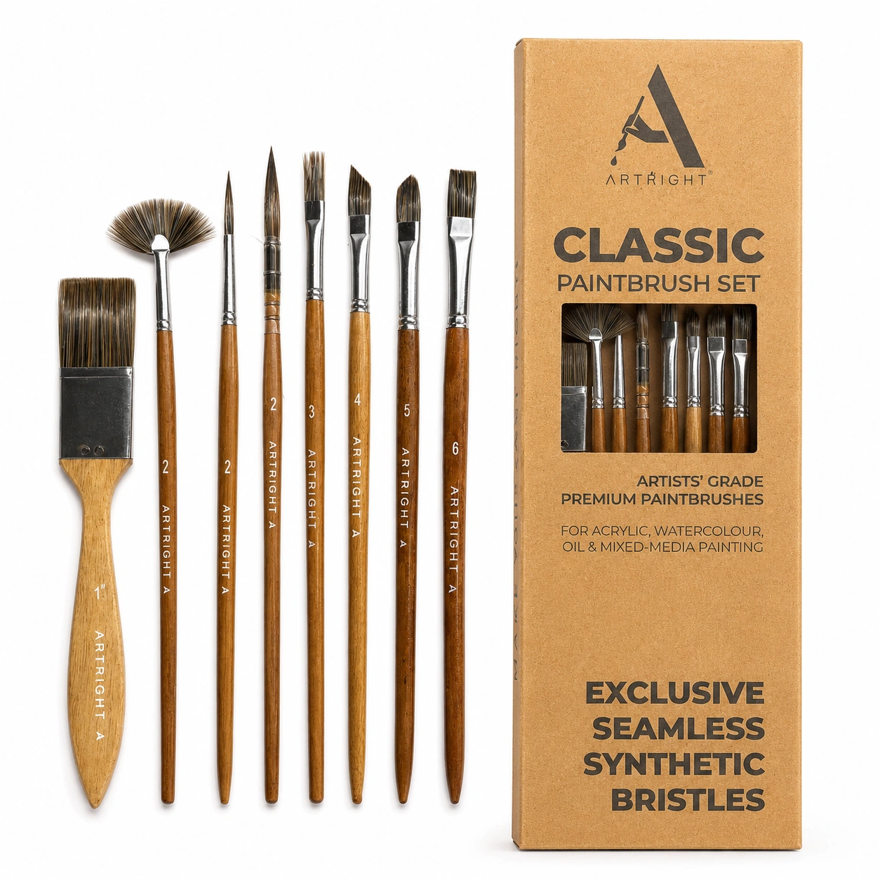 ArtRight 8-Piece Vintage Artist Mix Paintbrush Set