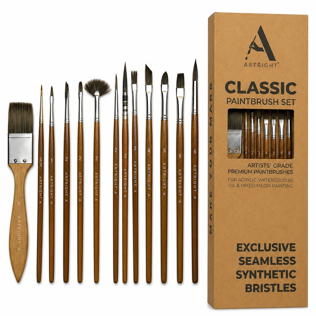 ArtRight 13-Piece Vintage Artist Mix Paintbrush Set